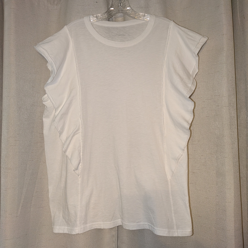 Aerie White Ruffle Sleeve Tee